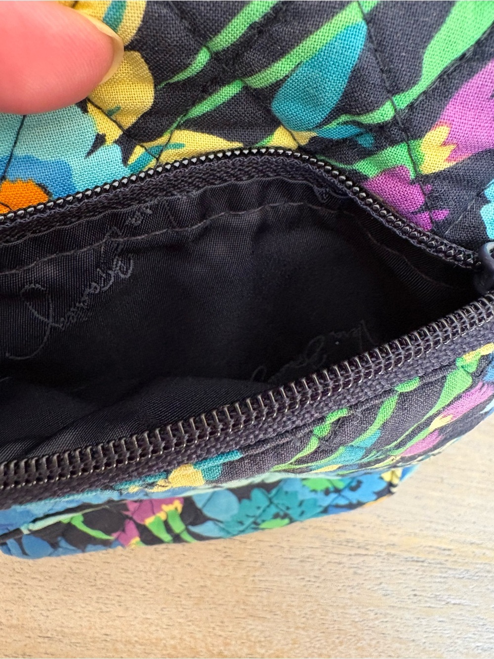 Vera Bradley Mini Hipster Crossbody Bag Flower Shower Floral Navy Blue Quilted - Picture 5 of 8